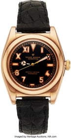 54072&colon; Rolex&comma; Pink Gold Bubbleback Circa 1940's  Case&colon; 