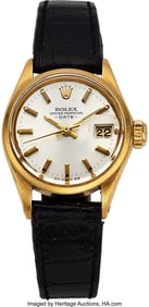 54302: Rolex, 14k Yellow Gold Lady's Date Ref. 6516 Cir