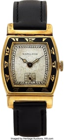 54228: Hamilton "Coronado", 14k Gold and Enamel Wristwa