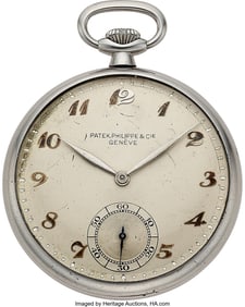 54238: Patek Philippe & Cie Steel Pocket Watch, circa 1