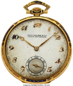 54242: Patek Philippe, Enamel & Gold Pocket Watch, circ