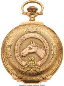 54326: Elgin, Fancy Dial, Multicolor Gold Box Hinge Cas