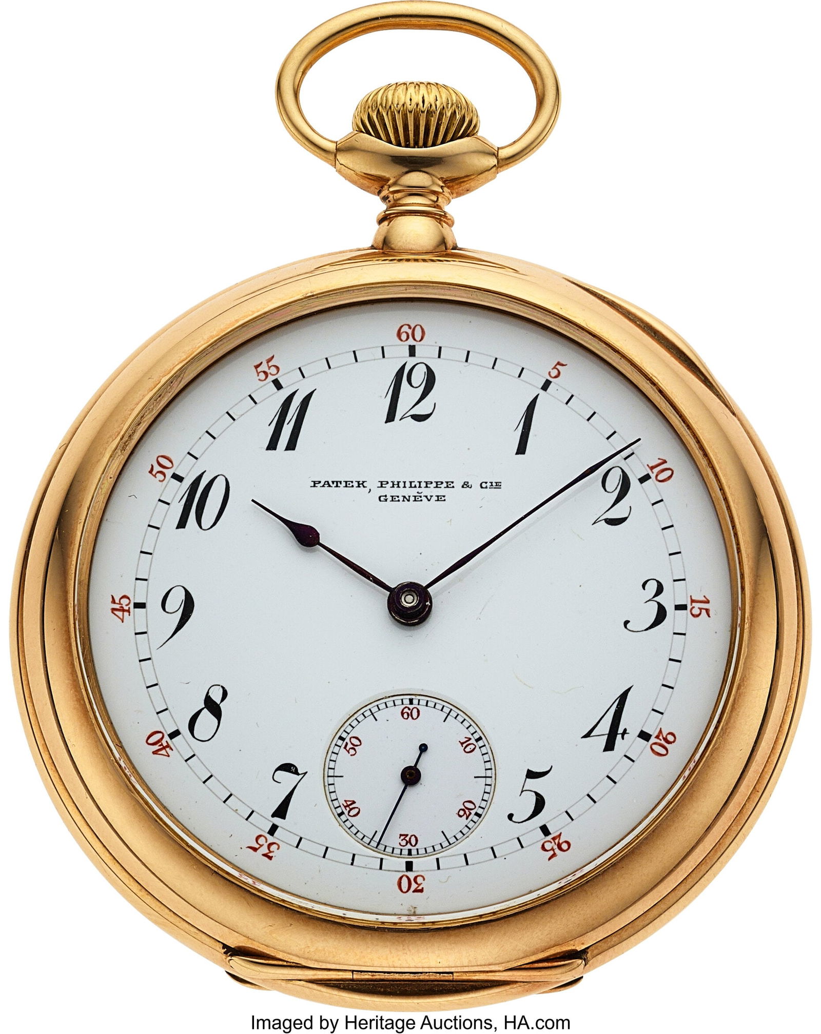 Patek Philippe Large Gold Pocket Watch For Cady: Patek Philippe Large Gold Pocket Watch For Cady & Olmsted Kansas City, circa 1903 Case: 51 mm, 14k gold, four body, J makers mark, gold cuvette with presentatio