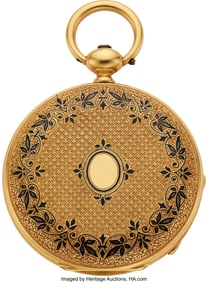 54337: Breitling Laederich, 18k Gold & Enamel Key Wind,