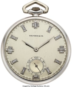 54258: Touchon & Co. Diamond Dial Platinum Watch For Ti