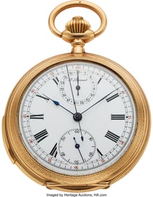54260: P. Dunand, Gold Minute Repeater With Chronograph