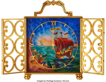 54346: IMHOF, Mid Century Enamel Dial Table Clock Case