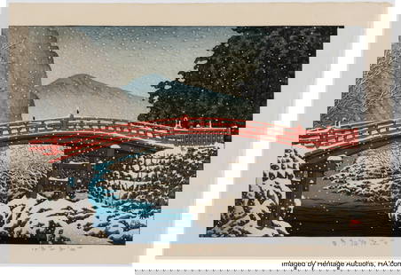 25024: Kawase Hasui (Japanese, 1883-1957) A Group of Fi: Kawase Hasui (Japanese, 1883-1957) A Group of Five Prints, Showa era (20th century) Woodblock prints 15-1/2 x 10-1/2 inches (39.4 x 26.7