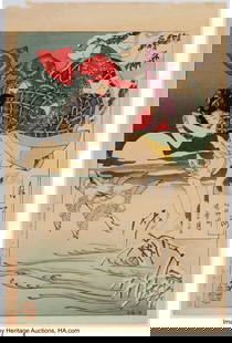 25005: Tsukioka Yoshitoshi (Japanese, 1839-1892) Moon o: Tsukioka Yoshitoshi (Japanese, 1839-1892) Moon of Pure Snow at Asano River - Chikoko, the Filial Daughter (Asanogawa seisetsu no tsuki - Kojo Chikako) from the series