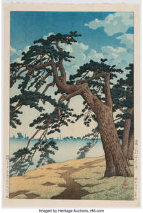 Kawase Hasui (Japanese, 1883-1957) Misty Morning: Kawase Hasui (Japanese, 1883-1957) Misty Morning at Yotsuya Mitsuke (kiri no asa [Yotsuya Mitsuke]), Showa 7 (1932) March Woodblock print