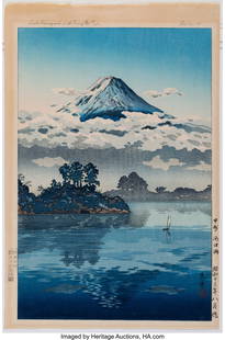 Tsuchiya Koitsu (Japanese, 1870-1949) Lake Kawag: Tsuchiya Koitsu (Japanese, 1870-1949) Lake Kawaguchi, Kai Province, showa 13 (1938) Woodblock print 15-1/2 x 10-1/2 inches (39.4 x