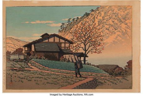 Kawase Hasui (Japanese, 1883-1957) Kawarahata, G: Kawase Hasui (Japanese, 1883-1957) Kawarahata, Gunma Prefecture (Kawarahata, Gunma ken), Showa 30 (1955) Woodblock print 10-1/2 x 15-1/2