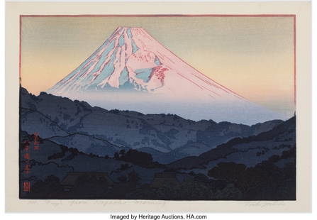 Yoshida Toshi (Japanese, 1911-1995) A Group of S: Yoshida Toshi (Japanese, 1911-1995) A Group of Seven Prints, Showa era (mid 20th century) Woodblock print 15-7/8 x 10-5/8 inches (40.3 x 27.0 cm) (larger sheet, oban) Each signed: Toshi Yoshida in
