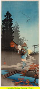 Takahashi Hiroaki (Shotei) (Japanese, 1871-1945): Takahashi Hiroaki (Shotei) (Japanese, 1871-1945) A Group of Six Prints, 20th century Woodblock print 15 x 6-3/4 inches (38.1 x 17.1 cm)