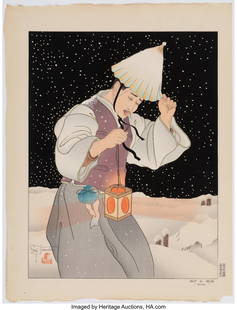 Paul Jacoulet (French, 1902-1960) A Group of Five: Paul Jacoulet (French, 1902-1960) A Group of Five Prints, Showa era (20th century) Woodblock prints 18-1/2 x 14-1/8 inches (47.0 x 35.9 cm) (largest sheet, Dai-oban) Each signed in pencil: Paul
