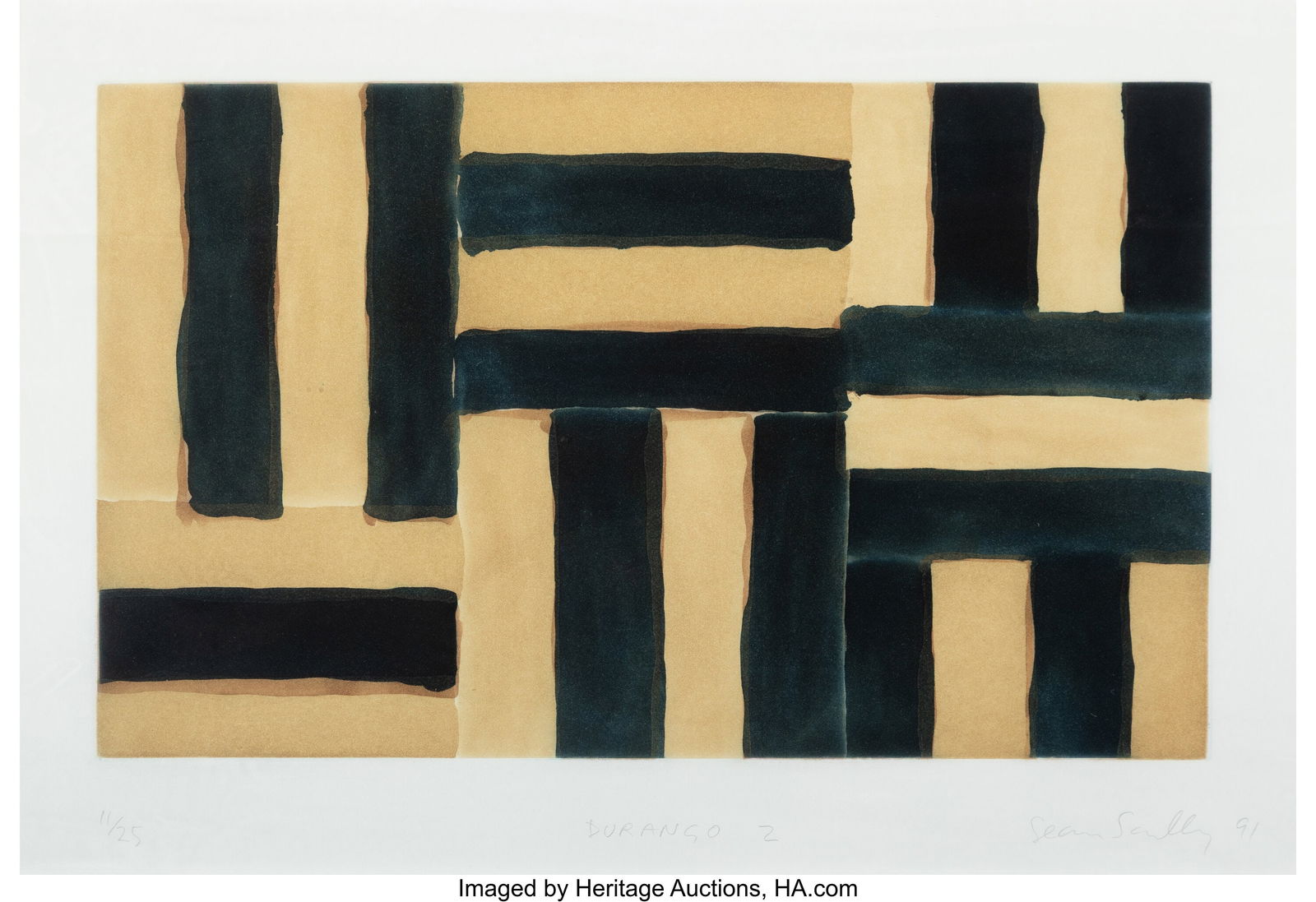 Sean Scully (b. 1945) Durango 2, 1991 Engraving: Sean Scully (b. 1945) Durango 2, 1991 Engraving with aquatint in colors on B.F.K. Rives paper 13 x 19-1/4 inches (33.0 x 48.9 cm&rpar