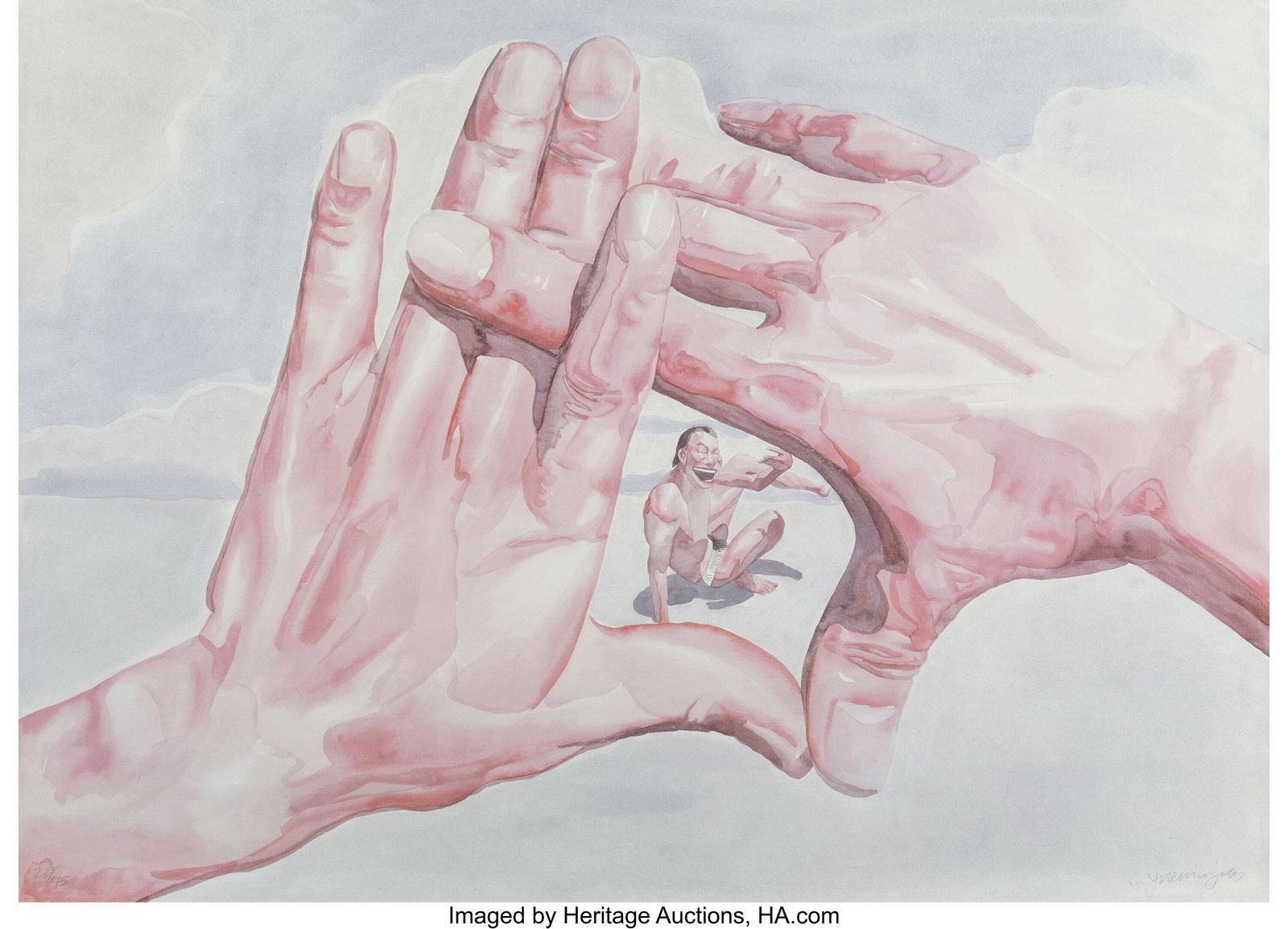 Yue Minjun (b. 1962) Smile-ism No. 9, 2006 Litho: Yue Minjun (b. 1962) Smile-ism No. 9, 2006 Lithograph in colors on wove paper 31 x 43 inches (78.7 x 109.2 cm) (sheet) Ed. 23&sol