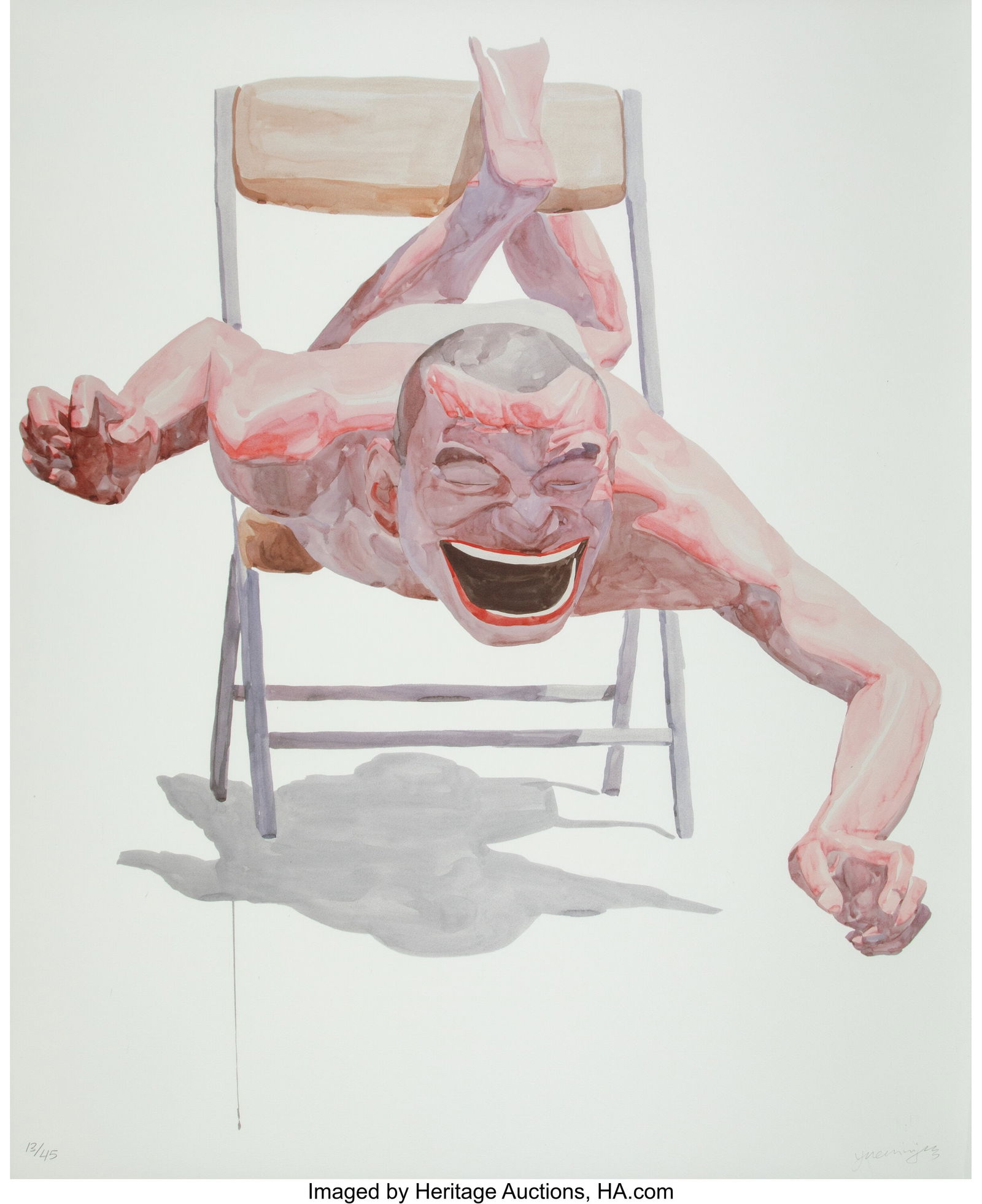 Yue Minjun (b. 1962) Untitled (Smile-ism No. 21): Yue Minjun (b. 1962) Untitled (Smile-ism No. 21), 2006 Lithograph in colors on wove paper 43 x 32 inches (109.2 x 81.3 cm) (sheet&r