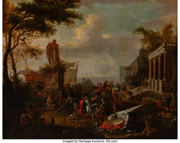 69057: Flemish School (17th Century) Seaport with the e