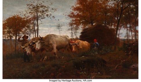 69047: Otto Weber (German, 1832-1888) Un attelage de bœufs, circa 1869