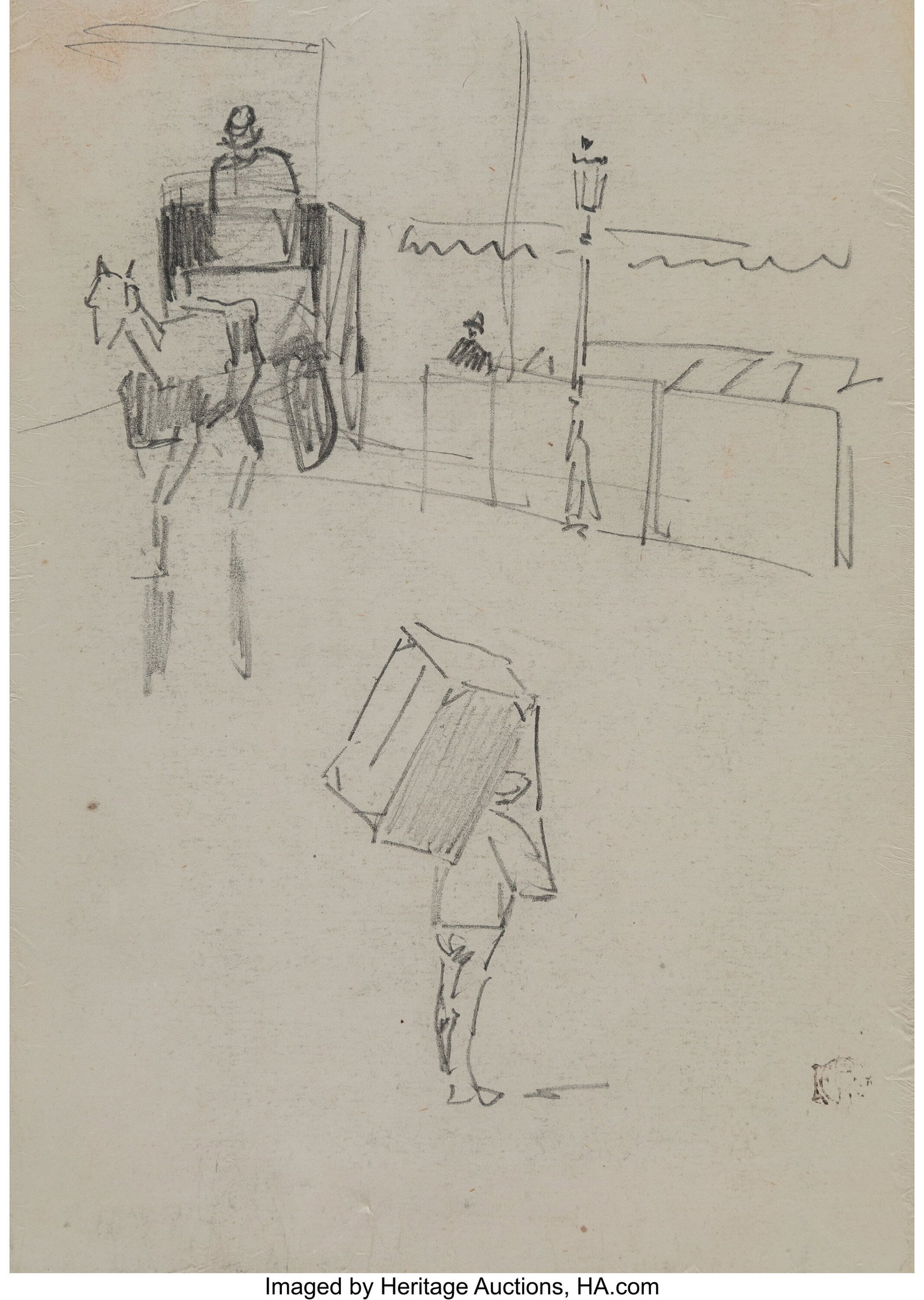 Félix Hilaire Buhot (French, 1847-1898) Study f: Félix Hilaire Buhot (French, 1847-1898) Study for La Fête Nationale; Study of a seated figure (double-sided work) Pencil on paper 5-3/4 x 4 inches &lpar