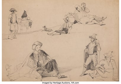 69149: John Frederick Lewis (British, 1805-1876) Figure