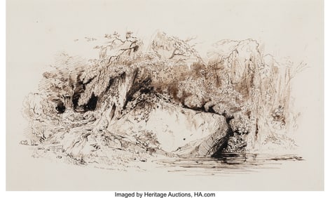 69152: Paul Huet (French, 1803-1869) A pool in a rocky