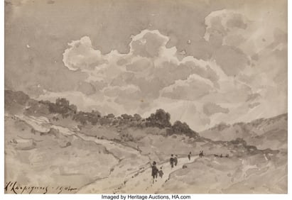 69154: Henri-Joseph Harpignies (French, 1819-1916) Figu