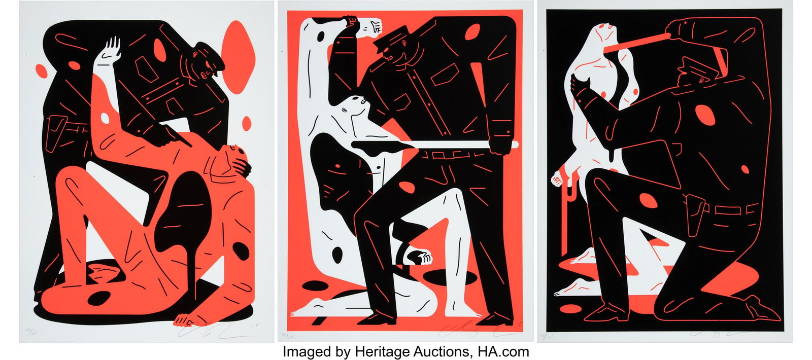 Cleon Peterson (b. 1973) Blood & Soil I, II, III: Cleon Peterson (b. 1973) Blood & Soil I, II, III (triptych), 2018 Screenprints in colors on Coventry Rag paper 24 x 18 inches (61.0 x 45&pe