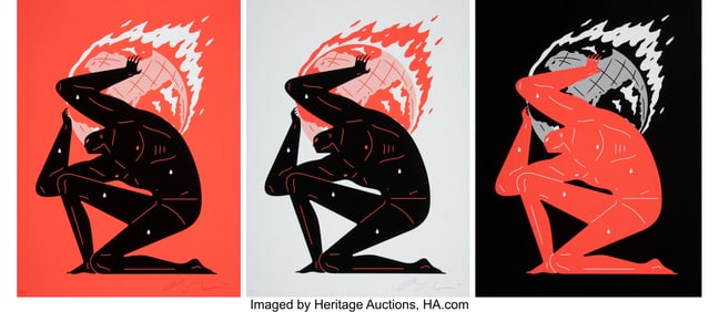 43294: Cleon Peterson (b. 1973) World On Fire (Black, W