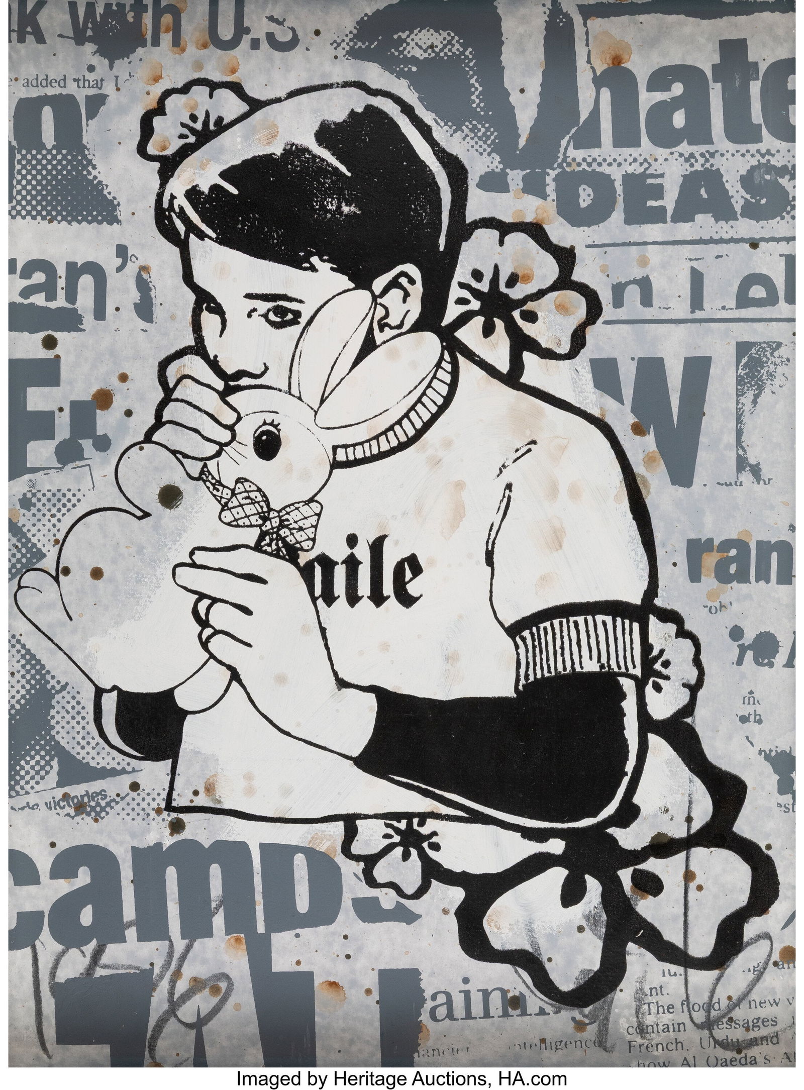 FAILE (b. 1975) Bunny Boy V, 2006 Screenprint in: FAILE (b. 1975) Bunny Boy V, 2006 Screenprint in colors hand-finished with acrylic on wove paper 20 x 15 inches (50.8 x 38.1 cm) (sheet) Ed&per