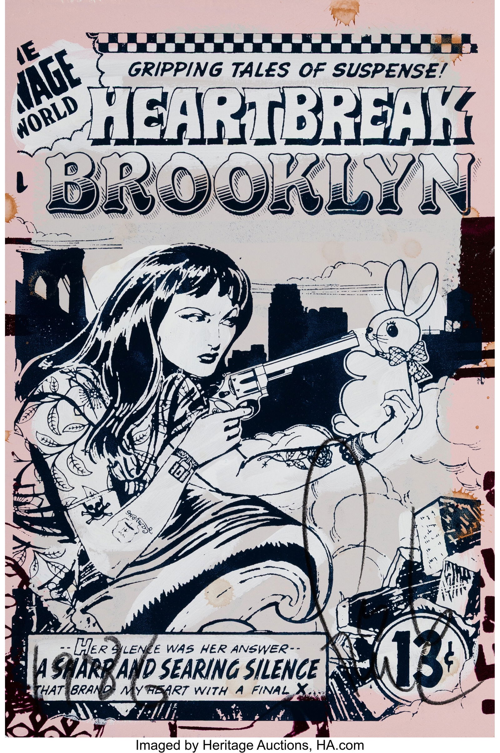 FAILE (b. 1975) Heartbreak In Brooklyn, 2012 Scr: FAILE (b. 1975) Heartbreak In Brooklyn, 2012 Screenprint in colors hand-finished on Lenox paper 19 x 12-1/2 inches (48.3 x 31.8 cm) (sheet)