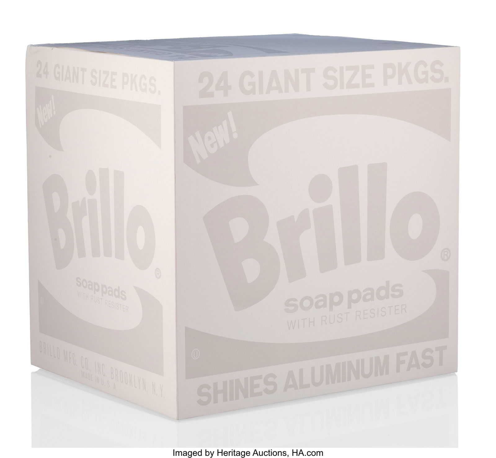Daniel Arsham (b. 1980) Eroded Brillo Box (White: Daniel Arsham (b. 1980) Eroded Brillo Box (White), 2020 Hydrostone with quartz crystals 9-3/4 x 9-3/4 x 9-3/4 inches (24.8 x 24.8 x 24&p