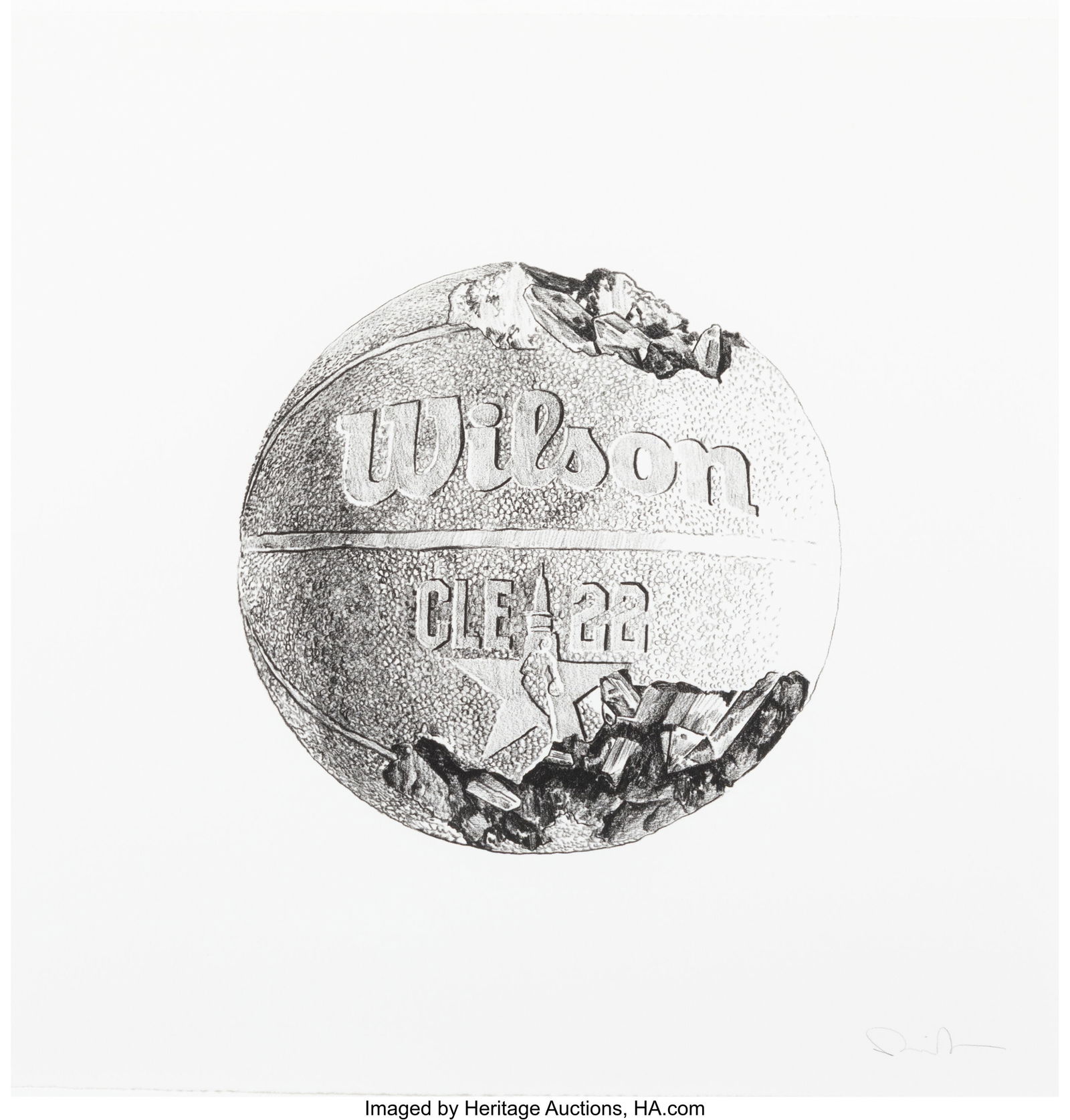 Daniel Arsham (b. 1980) Eroded Basketball, 2022: Daniel Arsham (b. 1980) Eroded Basketball, 2022 Screenprint in colors on wove paper 18 x 18 inches (45.7 x 45.7 cm) (sheet) Signed in pencil lo