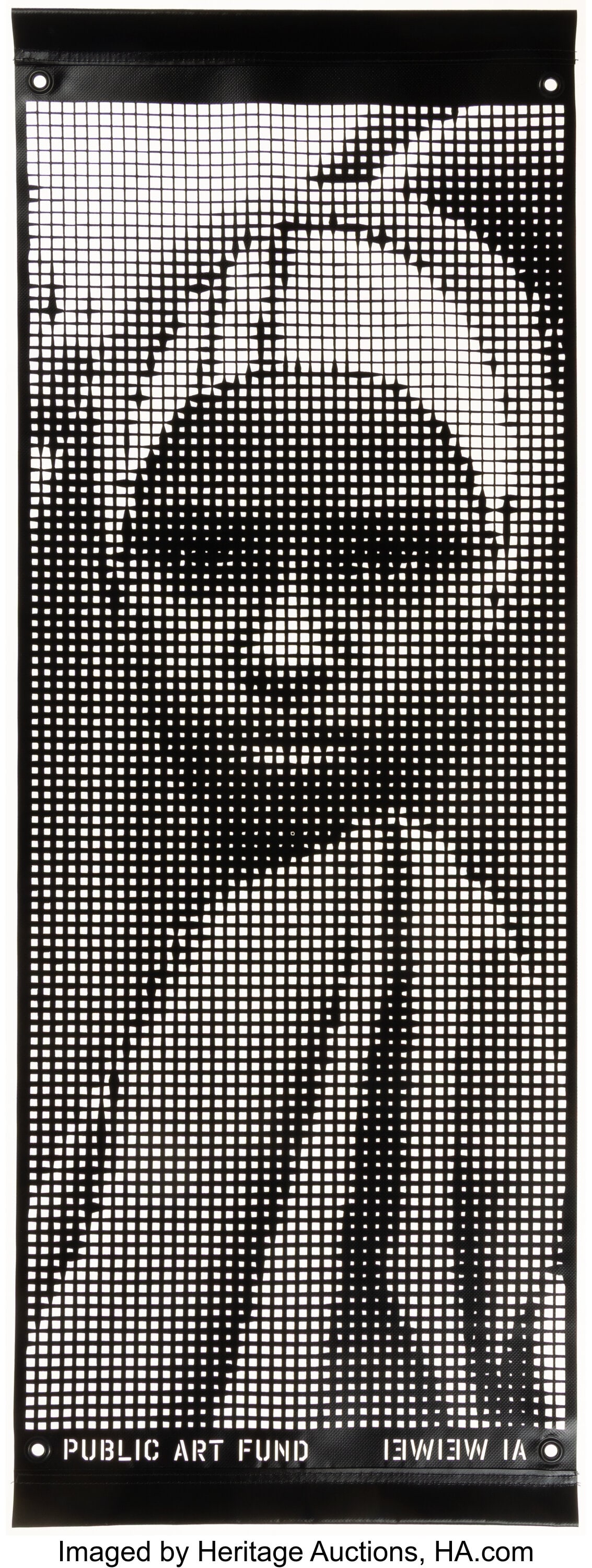 Ai Weiwei (b. 1957) Refugee, 2018 Laser-cut viny: Ai Weiwei (b. 1957) Refugee, 2018 Laser-cut vinyl with metal eyelets 45-1/4 x 17 inches (115.1 x 43.2 cm) Edition of 500 Published by Public Art Fund