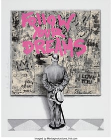 43062: Mr. Brainwash (b. 1966) Follow Your Dreams (Pink