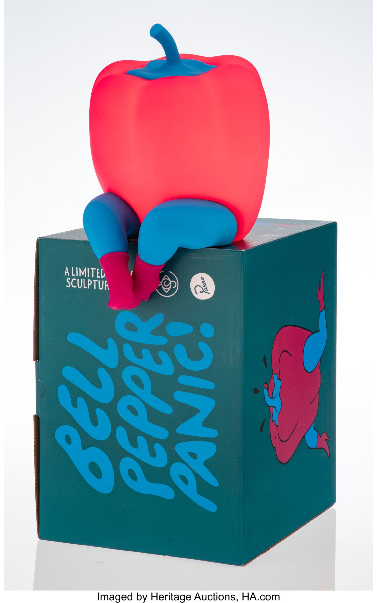 Parra (b. 1976) Bell Pepper Panic (Lamp), 2022 P: Parra (b. 1976) Bell Pepper Panic (Lamp), 2022 Painted cast vinyl 10 x 9 x 11 inches (25.4 x 22.9 x 27.9 cm) Stamped on underside of bas