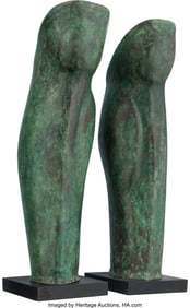 40001: Pair of Greek Bronze Spartan Leg-Greaves. Heig