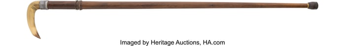 40009: Rare 6-Barrel Pepperbox Pistol Cane with Horn Ha
