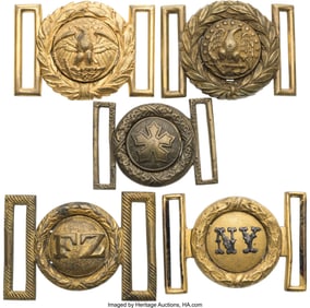 40206: Lot of Five 19th and 20th Century Officers' Wais