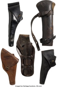 40208: Lot of Five Mainly U.S. Military Leather Holster