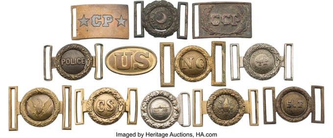 40210: Large Lot of Twelve 19th Century Police and Mili