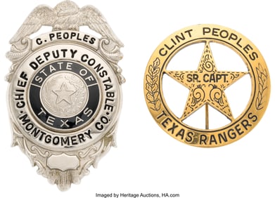 40110: Lot of Two (2) Clint Peoples Lawman Badges. Co