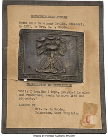 40022: South Carolina Waist Belt Plate With Provenance,