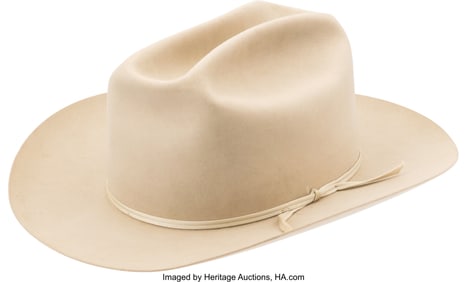 40114: Clint Peoples Hat with Documentation. Tan hat