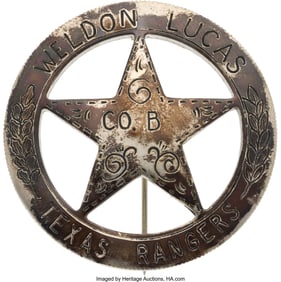 40118: Texas Ranger Weldon Lucas Cinco Peso Ranger Badg