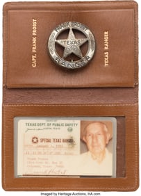 40121&colon; Rare Special Texas Ranger Badge Of Retired Capta