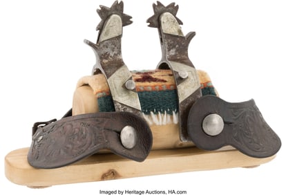 40133: Vintage Texas Crockett Iron Spurs With Engraved