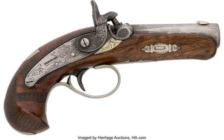 40055: Engraved Philadelphia Deringer Percussion Pistol