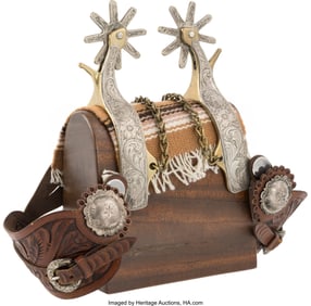 40141: Fancy Brass Spurs Attributed to Western Actor Re